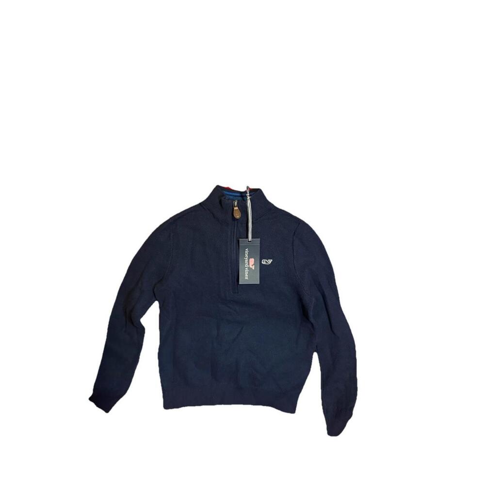 Vineyard Vines Deep Bay Blue Quarter Zip Knit Sweater Pullover S 3E001067